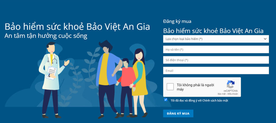Đăng ký Bảo hiểm sức khỏe Bảo Việt An Gia qua website Medplus